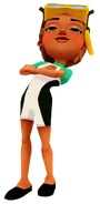 Kim in her Dive Outfit with Lauren's pose