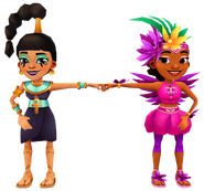 Jasmine in her Ankh Outfit fist bumping Carmen in her Shake Outfit