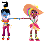 Berta in her Summer Eleganza Outfit fist bumping Amira in her Genie Outfit