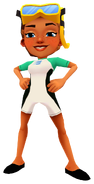 Kim in her Dive Outfit with Sofia's pose