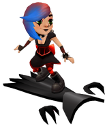 Lucy in her Goth Outfit surfing on Phantom