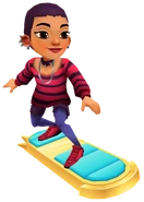 Nina surfing on Trickster