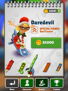 Purchasing the Daredevil from the menu