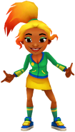 Carmen in her Team outfit with The Burger King's pose