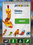 Selecting Chicky with Nikos in his Hero Outfit