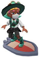 Pink in her Spellcaster Outfit surfing on Ghastly Glider