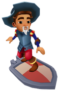 Diego in his Chivalry Outfit surfing on Ghastly Glider