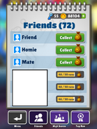 Getting free coins from the Friends menu