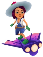 Jolien in her Florist Outfit surfing on Viperfish