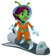 Alba in her Space Outfit surfing on Shuttle