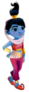 Amira in her Genie Outfit with Moira's pose