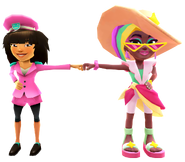 Berta in her Summer Eleganza Outfit fist bumping Mina in her Pop Outfit