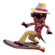 Ozzy surfing on Brass Whizz