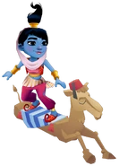 Amira in her Genie Outfit surfing on Camel