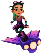 Nina in her Cyberpunk Outfit surfing on Viperfish