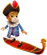 Marco in his Mask Outfit surfing on Gondola