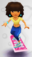 Mina in her old version surfing on Bubblegum