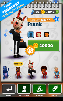 Frank - Subway Surf Personagens Frank - Free Transparent PNG