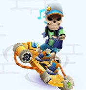 Manny surfing on Bass Blaster with all Special Powers turned on