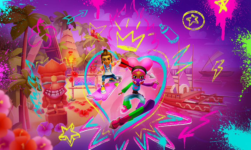 ゲームキャラクター hawaiiwi Subway Surfers Hawaii - Black and White Vs Color - Endless