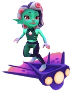 Koral in her Tenta Queen Outfit surfing on Viperfish #2