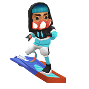 Zayn in his Stealth Outfit surfing on Super Surfer