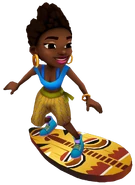 Zuri in her City Outfit surfing on Woody