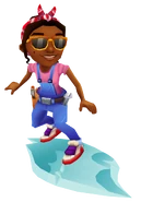 Ramona surfing on Glacier