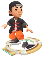 Lee in his Wudang Outfit surfing on Aero