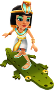 Jasmine surfing on the Croc Board