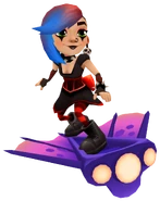 Lucy in her Goth Outfit surfing on Viperfish