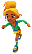 Carmen in her Team Outfit running in high score