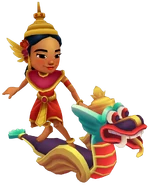 Noon in her Siam Outfit surfing on Naga