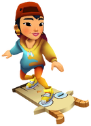 Maeko surfing on Goat