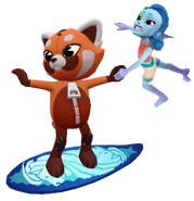 Red Panda on Lion and Koral with Touristy Siblings Bundle pose