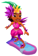 Carmen in her Shake Outfit surfing on Confetti Crush