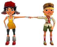 Olivia fist bumping Alex