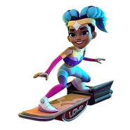 Azura surfing on Roaring Heart