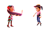 Gondola being given to Marco from Sofia in her Tango Outfit with Marco being surprised