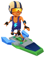 Nick in his Speed Outfit surfing on Flash Jet