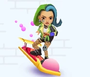 Skye surfing on Sunset