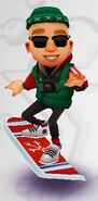Jamie in his old look in his old version surfing on Snowflake