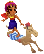 Salma in her Nomad Outfit surfing on Camel