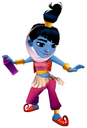 Amira in her Genie Outfit with Miss Maia's pose