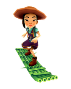 Liu surfing on Bamboo