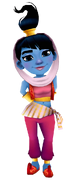 Amira in her Genie Outfit with Coco's pose