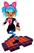 Harumi in her Meow Outfit surfing on Pixel Heart