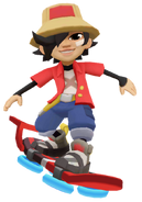 Saru surfing on Mizu Dash