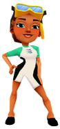 Kim in her Dive Outfit with Alicia's pose