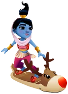 Amira in her Genie Outfit surfing on Rudy
